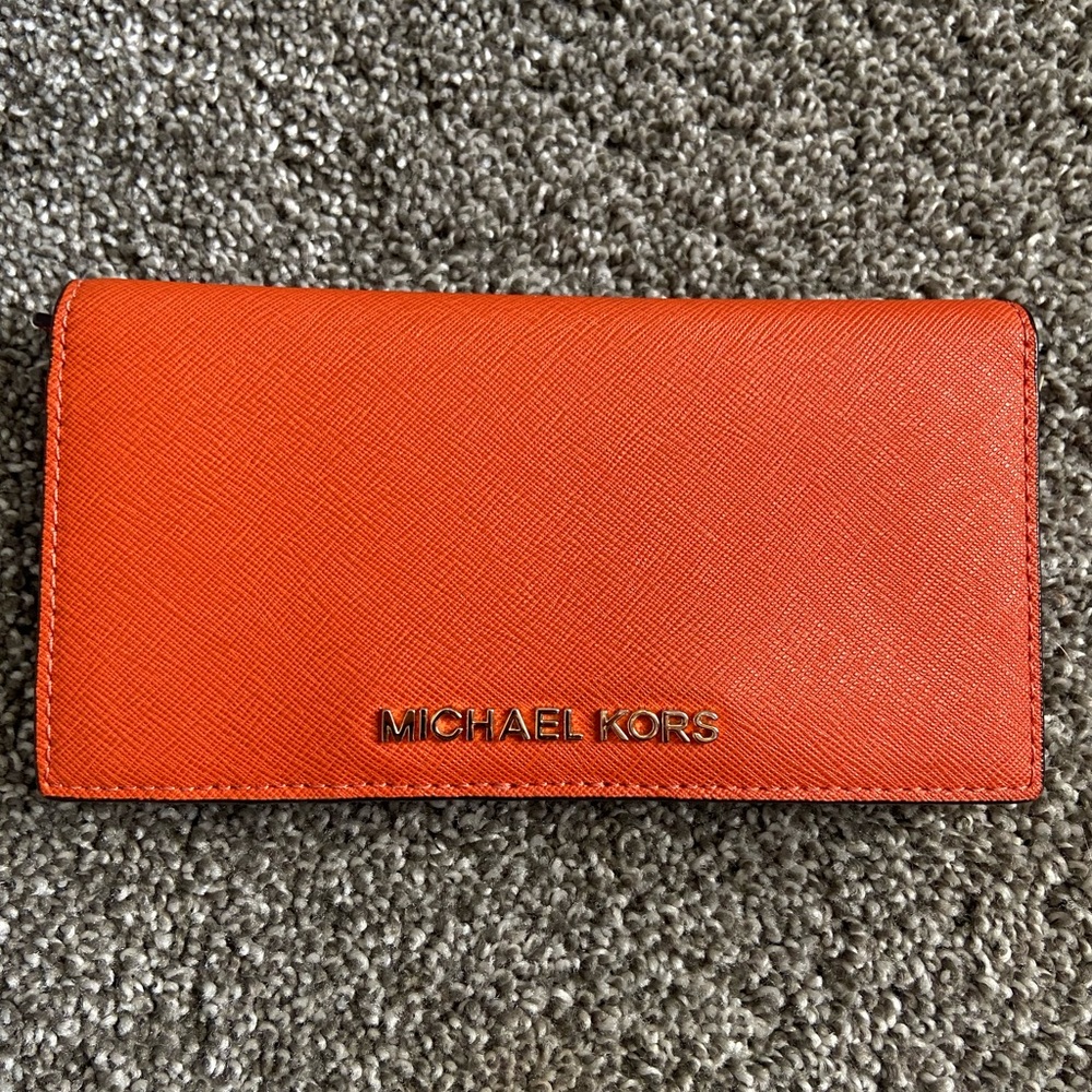 Michael Kors wallet, snap, orange